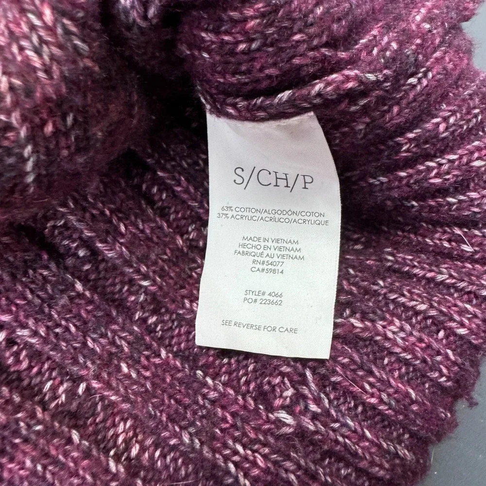 CAbi Womens Size Small Purple Ribbed Knit V Neck 3/4 Sleeve Pullover Sweater Top
